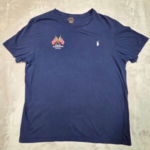 Polo Ralph Lauren USA Flag Graphic T-Shirt Mens XL Navy Blue Stitched Logo